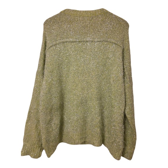 Jennifer Lopez XL Sweater Green Silver Metallic Sparkle Knit‎ Snowflake - Picture 2 of 6